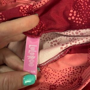 LuLaRoe Red and Pink Speckled Leggings